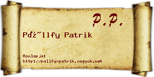 Pállfy Patrik névjegykártya